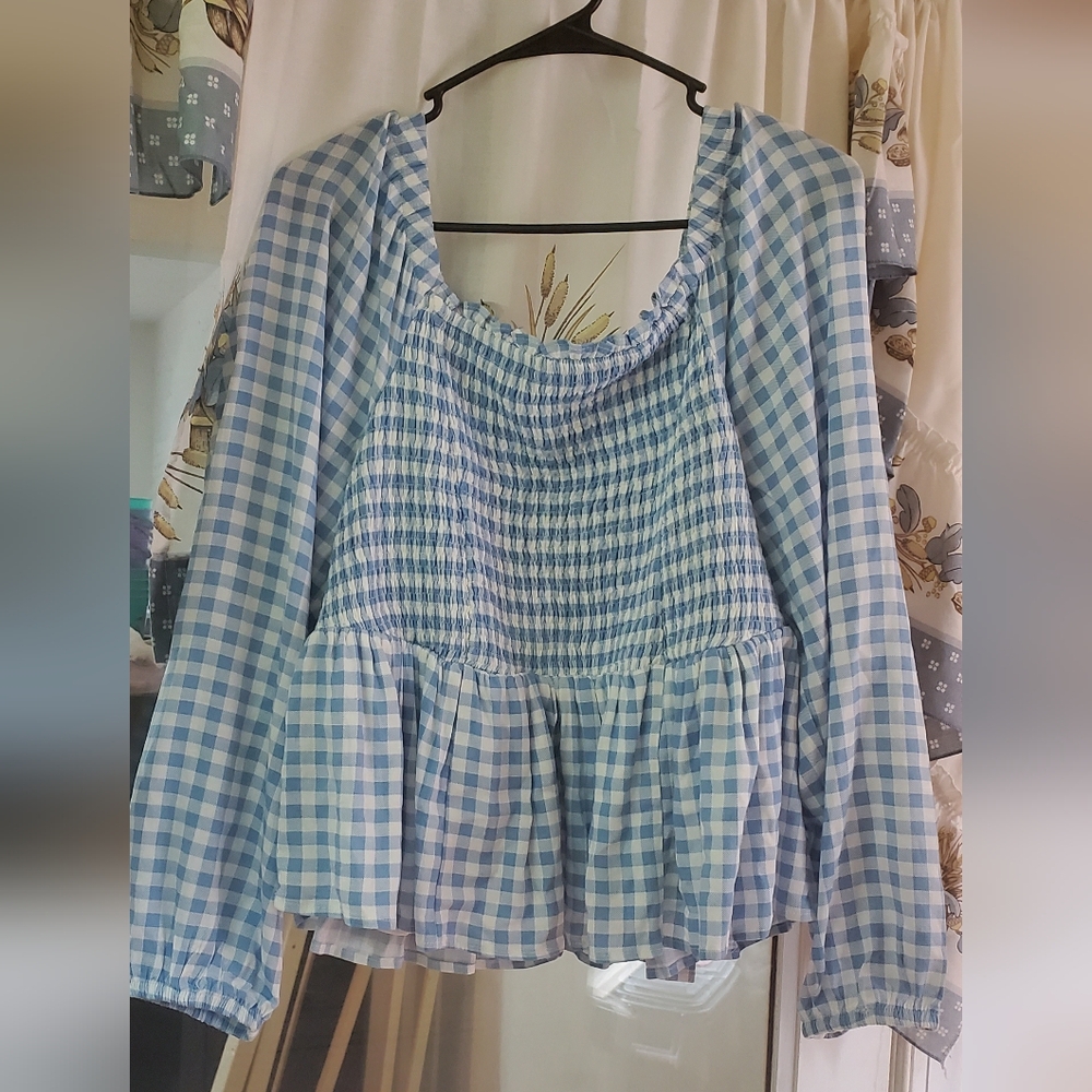Torrid Retro Gingham Smocked Blouse